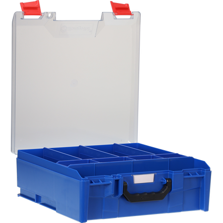 StorageTek Case Large Clear PC Lid c/w dividers-Blue - 33STLC-BL