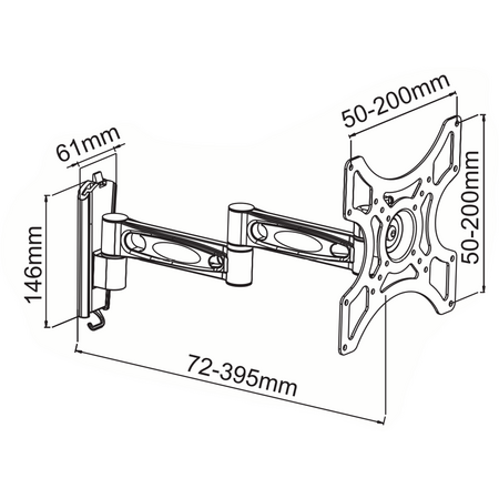 Digitek 23" - 42" Tilt, Swivel and Reach Universal LCD Bracket - 25KG - 22PB510