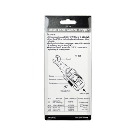 Hanlong Tools HT-363G Combination Cable Stripper and F Connector Wrench - 16BSTFT