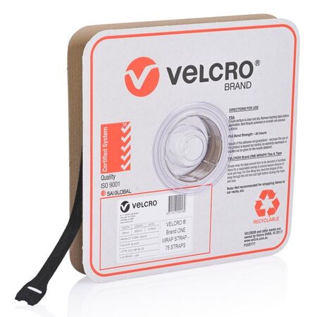 ONE-WRAP STRAPS BLACK 25mm x 300 mm [75] ROLL