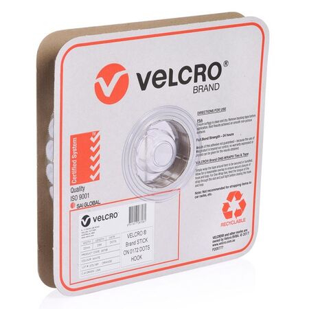 VELCRO VELCOINS, 22mm HOOK WHITE [900] DOTS ON ROLL