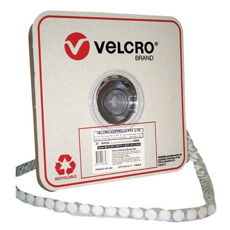 VELCRO VELCOINS, 22mm LOOP WHITE [900] DOTS ON ROLL