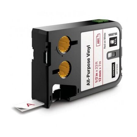 VINYL TAPE, ALL PURPOSE RED ON WHITE, 12mm x 7m