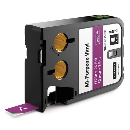 VINYL TAPE, ALL PURPOSE WHITE ON PURPLE, 12mm x 7m