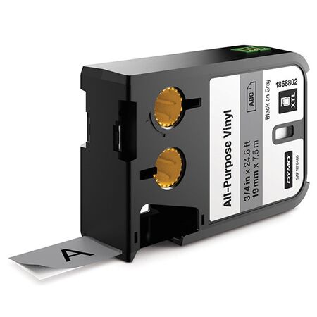 VINYL TAPE, ALL PURPOSE BLACK ON GREY, 19mm x 7m