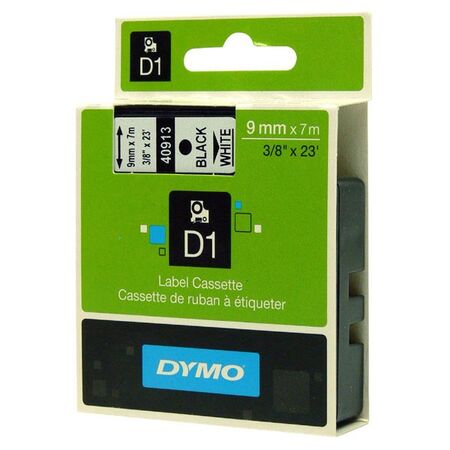 D1 STANDARD TAPE BLACK ON WHITE, 9mm x 7m