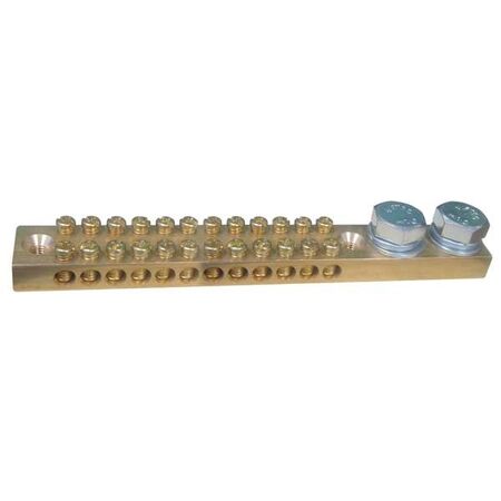 EARTH N/BAR 12 WAY 2xM10 STUDS 2 SCREW/ TUNNEL NUMBERED 165A