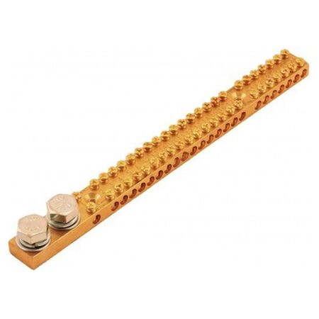 EARTH/NEUTRAL BAR 165A 2 x M10 STUD, 24 x 16mm2 HOLE