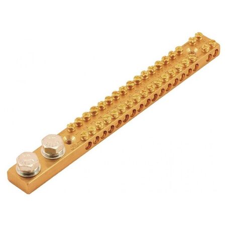 EARTH/NEUTRAL BAR 165A 2 x M8 STUD, 18 x 16mm2 HOLE