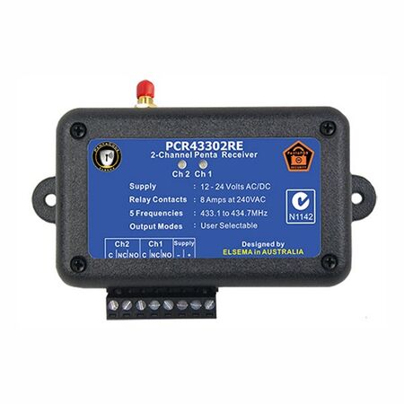 PENTA RECEIVER, IP66 5 FREQUENCIES 433MHz 2 CHANNEL