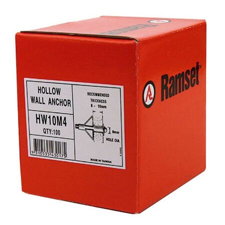 HOLLOW WALL ANCHOR 4 x 8mm 6-10mm (100)