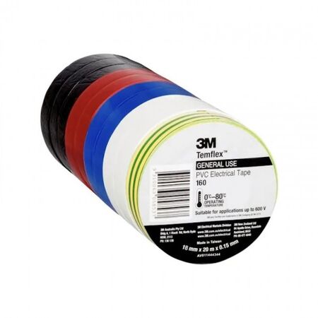 TAPE, VINYL ELECTRICAL 160 TEMFLEX, RBOW, 18mm x 20m [10]