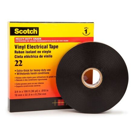 TAPE, HD VINYL ELECTRICAL 22 SCOTCH, 36mm x 33m BLACK