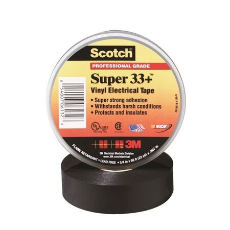 TAPE, PRO VINYL ELEC SUPER 33+ SCOTCH, 19mm x 6m BLACK