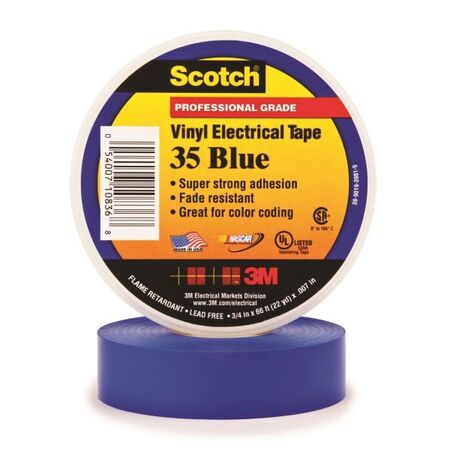 TAPE, PRO VINYL ELEC 35 SCOTCH, 19mm x 20m BLUE