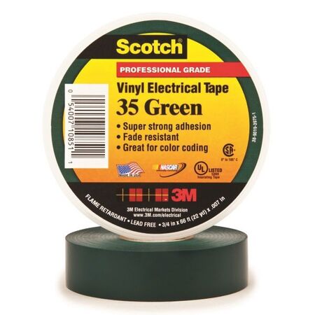 TAPE, PRO VINYL ELEC 35 SCOTCH, 19mm x 20m GREEN