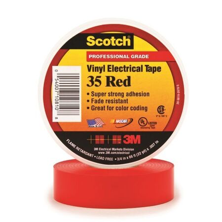 TAPE, PRO VINYL ELEC 35 SCOTCH, 19mm x 20m RED