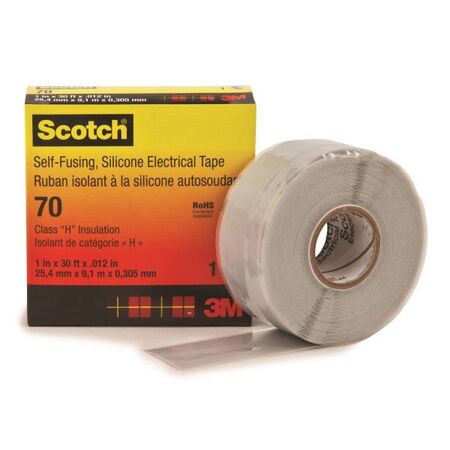 TAPE, SELF-FUSING SIL RUBBR 70 SCOTCH, 25mm x 9m GREY