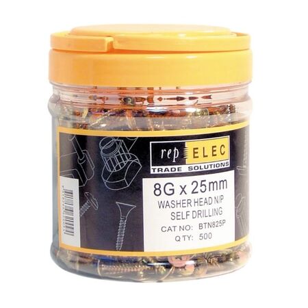 SCREW WASHER HD N/P 8G x 25mm [500]