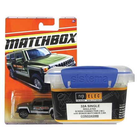 32A CLEAR CONNECTOR, SINGLE W/ BONUS MATCHBOX CAR [90] JAR
