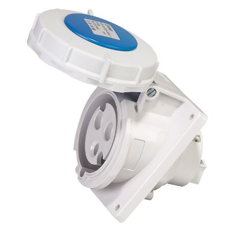 SOCKET, PANEL MOUNTED, ANGLED 3P, 230V, 32A, IP67, 6H,IEC309