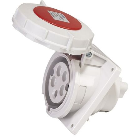 SOCKET, PANEL MOUNTED, ANGLED 5P, 400V, 32A, IP67, 6H,IEC309