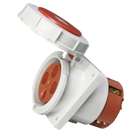 SOCKET, PANEL MOUNTED, ANGLED 4P, 400V, 125A, IP67,6H,IEC309