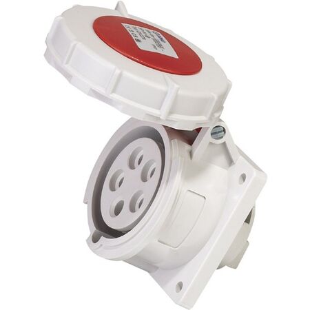 SOCKET, PANEL MOUNTED,STRAIGHT 5P, 400V, 16A, IP67, 6H,IEC309
