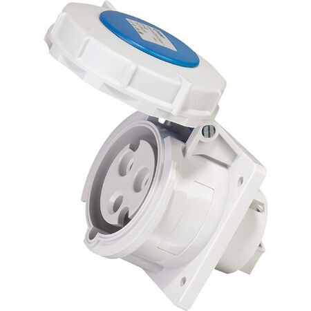 SOCKET, PANEL MOUNTED,STRAIGHT 3P, 230V, 32A, IP67, 6H,IEC309