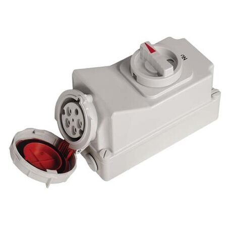 SOCKT OUTLT,SWITCHD,INTERLOCKD 5P, 400V, 32A, IP67, 6H,IEC309