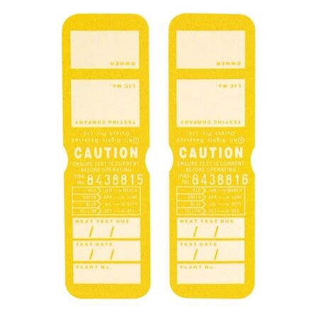 TEST TAGS, H/DUTY RECT YELLOW (SEP~NOV) [100]