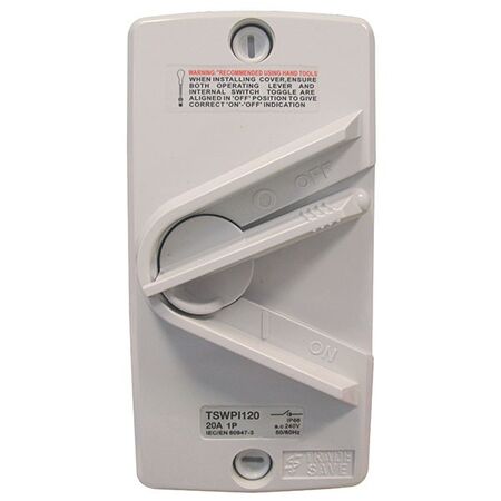 ISOLATOR 1 POLE 240V 20A IP66 WEATHERPROOF