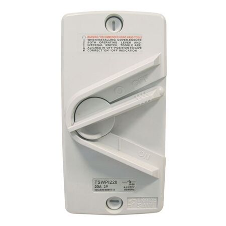 ISOLATOR 2 POLE 240V 20A IP66 WEATHERPROOF