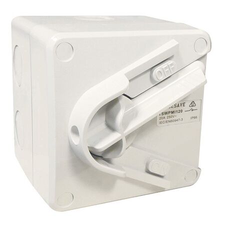 MINI ISOLATOR 1 POLE 240V 20A IP66 WEATHERPROOF