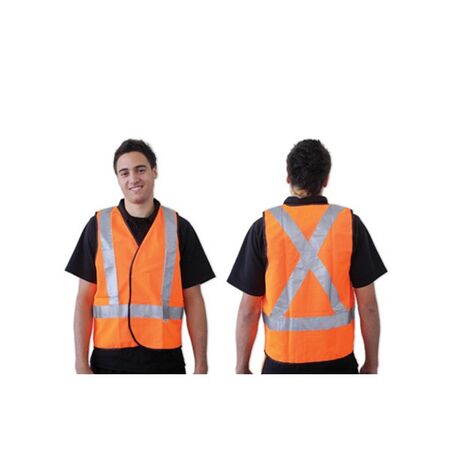 SAFETY VEST DAY/NIGHT USE ORANGE, X BACK REFL TAPE, XL