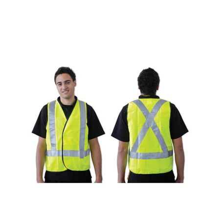 SAFETY VEST DAY/NIGHT USE YELLOW, X BACK REFL TAPE, XL