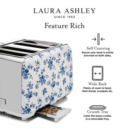 Laura Ashley 4 Slice Toaster - China Rose - LAT4CR