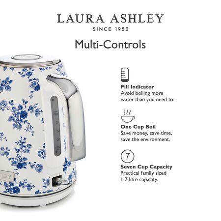 Laura Ashley 1.7L Jug Kettle - China Rose - LAK17CR