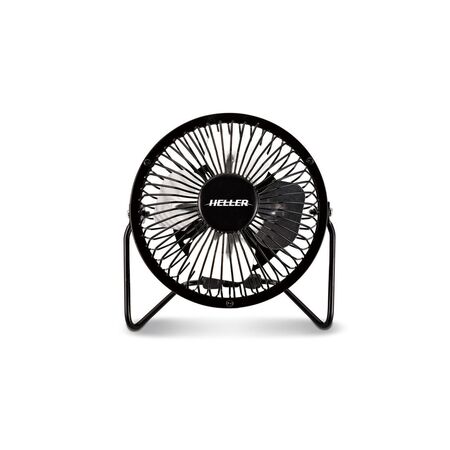 Heller 10cm Black High Velocity Mini Metal Fan with USB - HVF10UBK