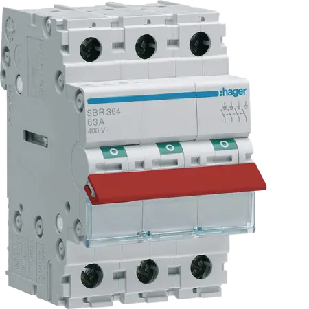 3-pole, 63A Modular Switch 50mm² with Red Toggle