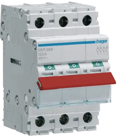 3-pole, 125A Modular Switch with Red Toggle