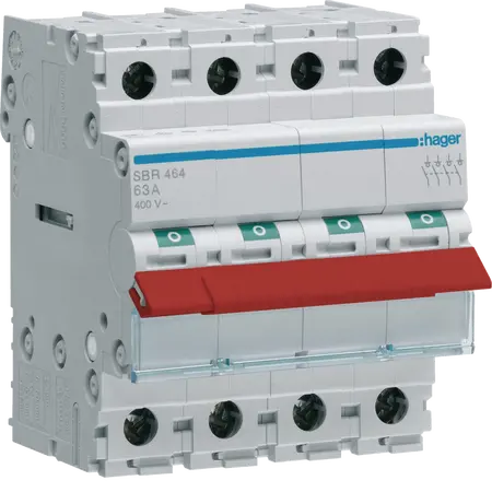 4-pole, 63A Modular Switch 50mm² with Red Toggle