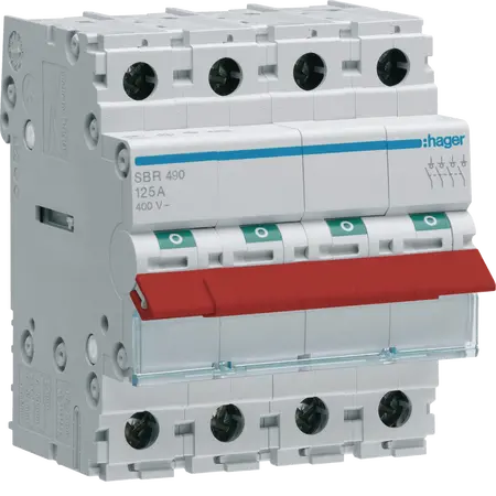 4-pole, 100A Modular Switch with Red Toggle