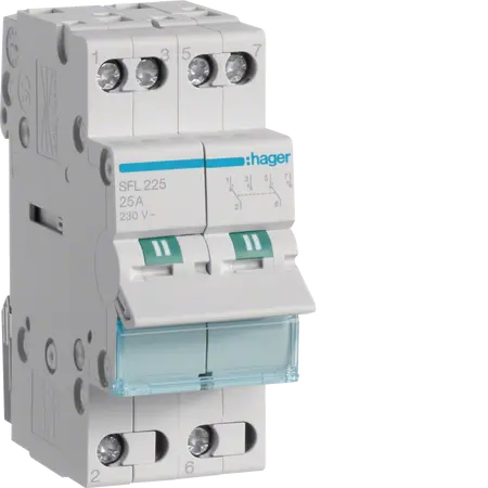 2-pole, 25A Modular Changeover Switch with Bottom Common Point