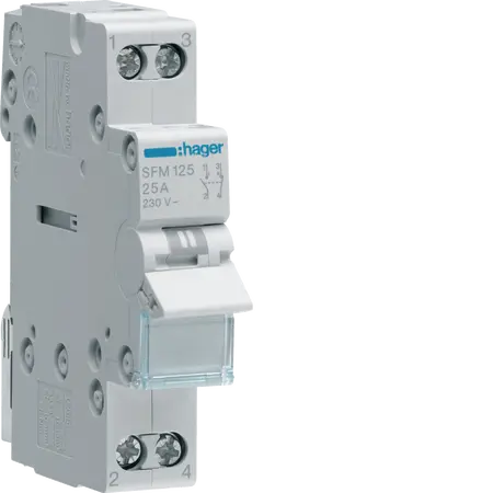 1-pole, 25A Modular Changeover Switch without Common Point