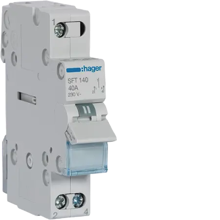 1-pole, 40A Centre Off Modular Changeover Switch with Top Common Point