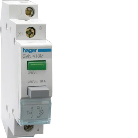 Latching 1NO Pushbutton + green Indicator light 230VAC