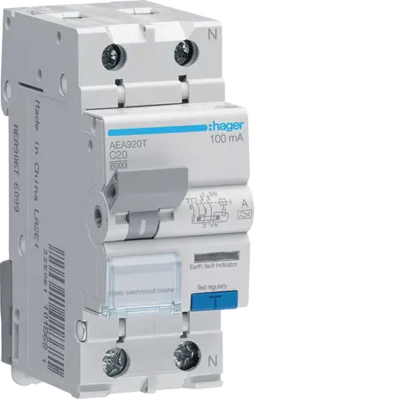 RCBO 1P+N 6kA C-20A 100mA A