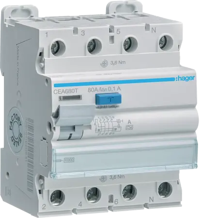 RCCB 3P+N 80A 100mA A