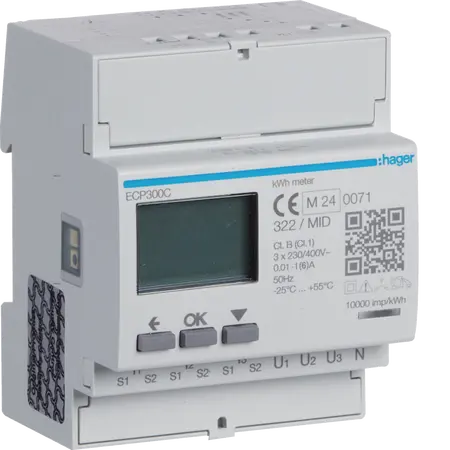 3 Phase kWhmeter via CT 1A or 5A 4M S0 MID